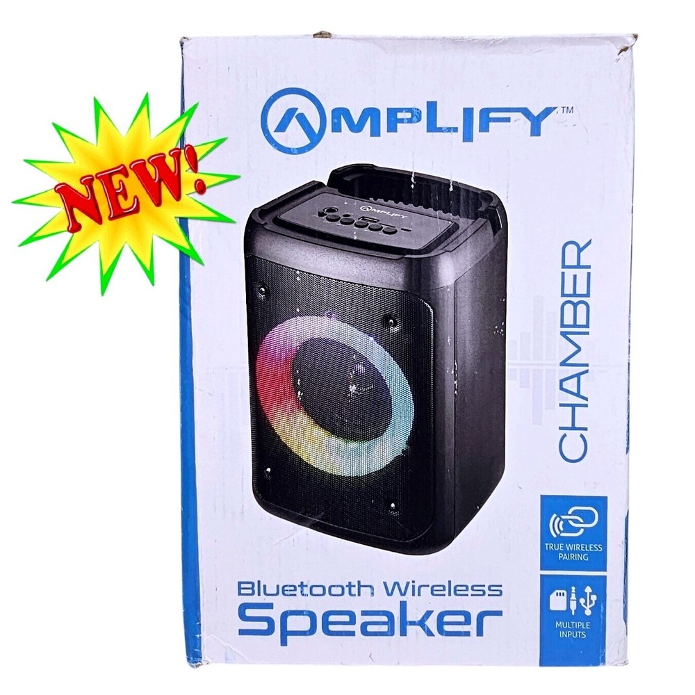 Amplify Chamber Bluetooth‎ Speaker Wireless Portable Karaoke Party LED Light New